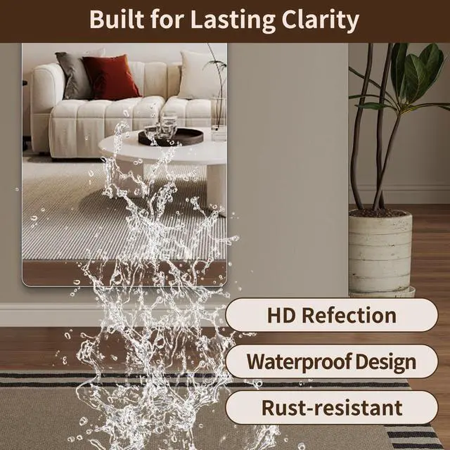 Alt view image 5 of 7 - 59 in. x 16 in. Rectangular Full Length Wall Mirror, 5mm Copper-Free Silver Glass Dressing Mirror for Bedroom and Closet, Shatter-Resistant Backing