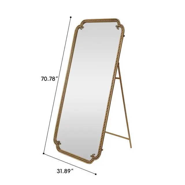 Alt view image 3 of 7 - Full Length Mirror with Stand, 70.1"x31.9" Floor Standing Large Dressing Mirror Hanging or Leaning Against Wall for Bedroom Living Room, Antique Gold