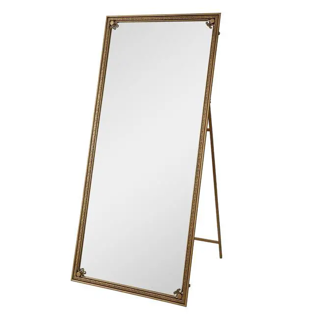 Alt view image 7 of 7 - Full Length Mirror with Stand, 70.1"x31.9" Floor Standing Large Dressing Mirror Hanging or Leaning Against Wall for Bedroom Living Room, Antique Gold
