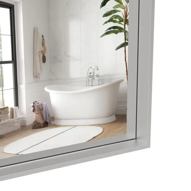 Alt view image 7 of 7 - 60"x40" Oversized Modern Rectangle Bathroom Mirror with Silver Frame Decorative Large Wall Mirrors for Bathroom Living Room Bedroom Vertical or Horizontal Wall Mounted mirror with Aluminum Frame