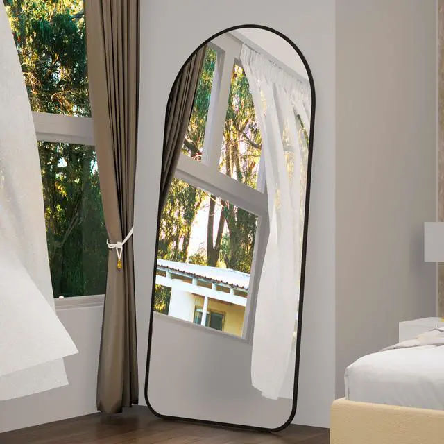 Main image of Arch Full Length Mirror 71"×32" Big Full Body Mirror for Bedroom Oversized Floor Mirror Large Standing Mirror Living Room Dressing Mirror Leaning Against Wall, Metal Frame, Black