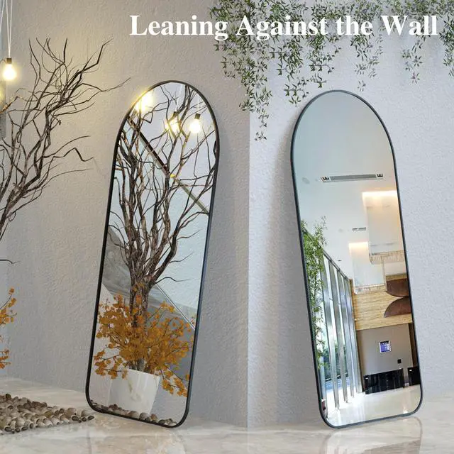 Alt view image 4 of 7 - Arch Full Length Mirror 71"×32" Big Full Body Mirror for Bedroom Oversized Floor Mirror Large Standing Mirror Living Room Dressing Mirror Leaning Against Wall, Metal Frame, Black