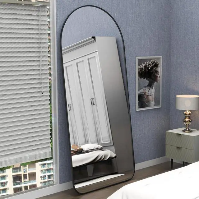 Alt view image 3 of 7 - Arch Full Length Mirror 71"×32" Big Full Body Mirror for Bedroom Oversized Floor Mirror Large Standing Mirror Living Room Dressing Mirror Leaning Against Wall, Metal Frame, Black