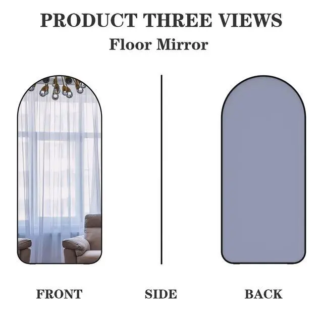 Alt view image 7 of 7 - Arch Full Length Mirror 71"×32" Big Full Body Mirror for Bedroom Oversized Floor Mirror Large Standing Mirror Living Room Dressing Mirror Leaning Against Wall, Metal Frame, Black
