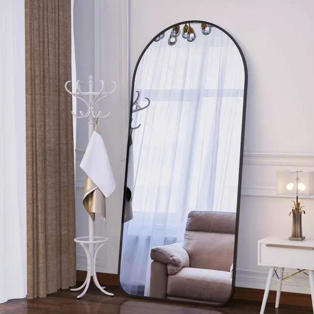 Alt view image 2 of 7 - Arch Full Length Mirror 71"×32" Big Full Body Mirror for Bedroom Oversized Floor Mirror Large Standing Mirror Living Room Dressing Mirror Leaning Against Wall, Metal Frame, Black
