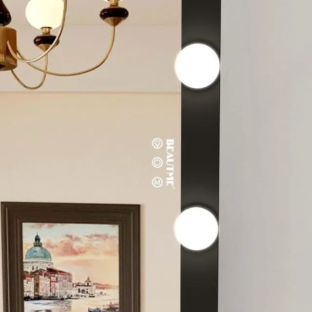 Alt view image 5 of 7 - Hollywood Full Length Mirror with Lights Full Body Vanity Mirror with 3 Color Modes Lighted Standing Floor Mirror for Dressing Room Bedroom Wall Mounted Touch Control Black 63x24inch