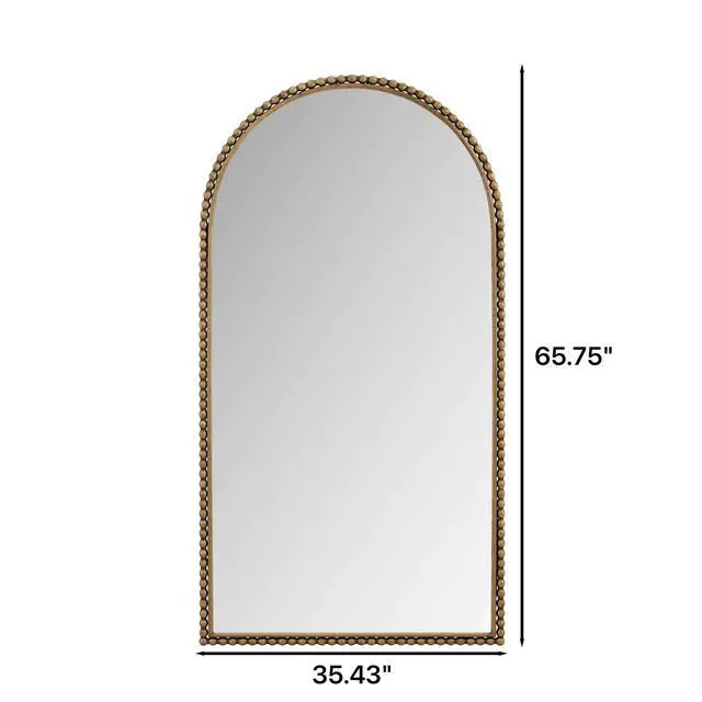 Alt view image 4 of 7 - Iron Arch Retro Full Length Mirror With Supporting Feet, For Living Room, Bedroom (Gold)