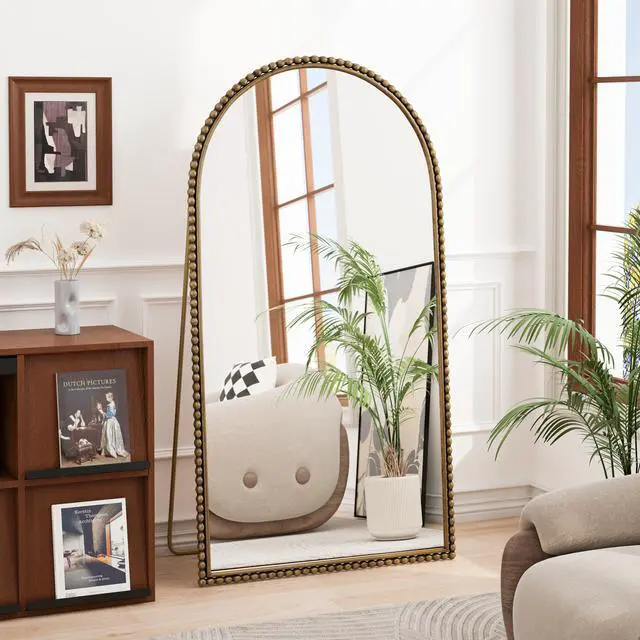 Main image of Iron Arch Retro Full Length Mirror With Supporting Feet, For Living Room, Bedroom (Gold)