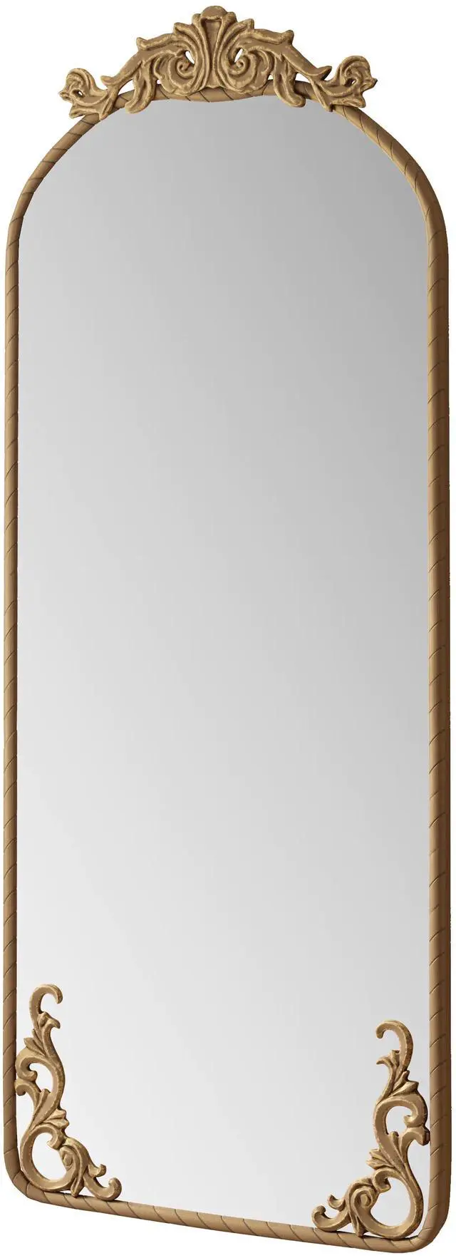 Main image of 58"x24" Arched Full Body Mirror with Vintage Ornate Carved Applique on Top and Bottom, Hanging Wall Mounted Mirror, for Living Room Bedroom Retro Home Decor Mirror, Bronze