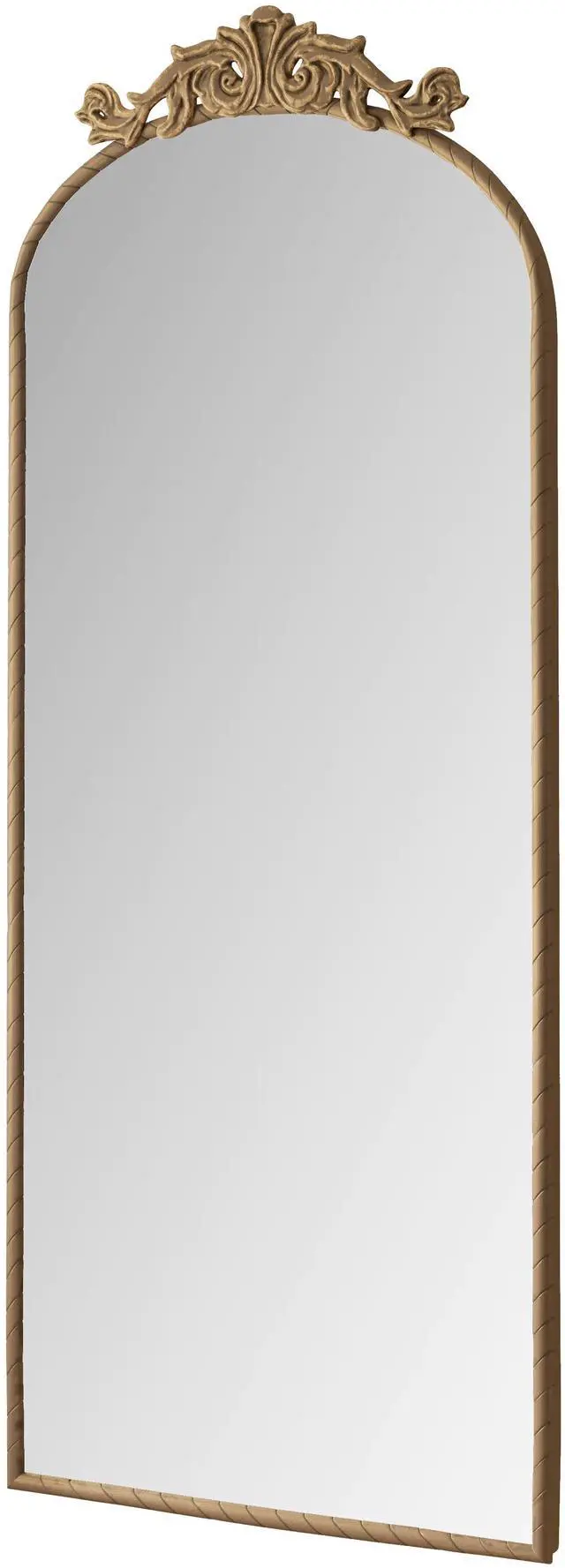 Main image of 58"x24" Arched Full Body Mirror with Vintage Ornate Carved Applique on Top, Hanging Wall Mounted Mirror, for Living Room Bedroom Retro Home Decor Mirror, Bronze