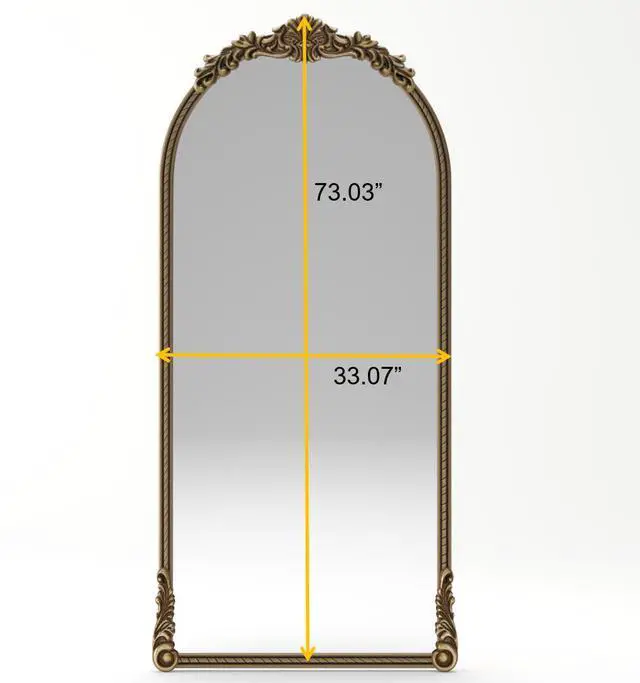 Alt view image 6 of 7 - 73.03"Arch Oval Vintage Relief Mirror Wall Hanging Elegant Decorative Mirror for Home Decor Retro Beautiful Design,Perfect for Living Room Bedroom and Hallway,vintage gold