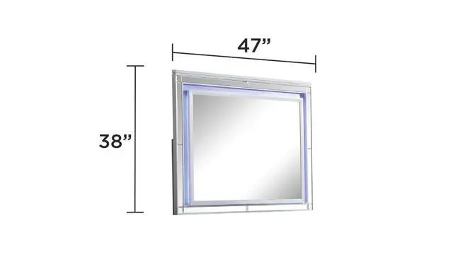 Alt view image 2 of 5 - Sterling Mirror Framed LED Mirror Made With Wood in Silver Color