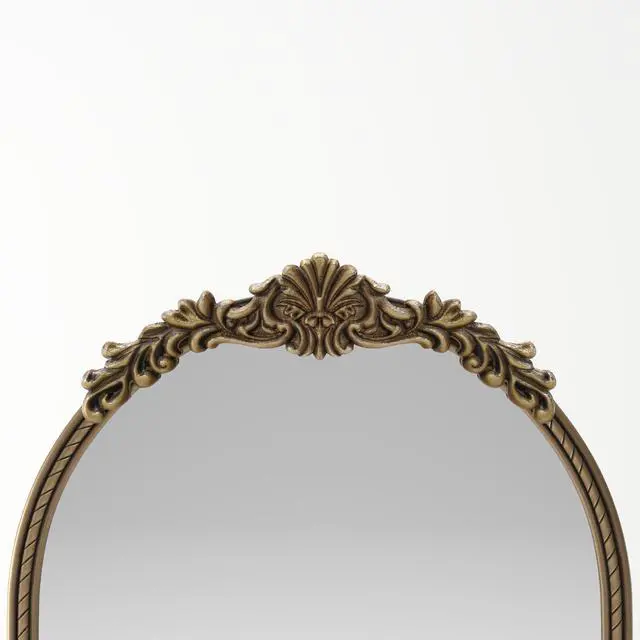 Alt view image 7 of 7 - 73.03"Arch Oval Vintage Relief Mirror Wall Hanging Elegant Decorative Mirror for Home Decor Retro Beautiful Design,Perfect for Living Room Bedroom and Hallway,vintage gold