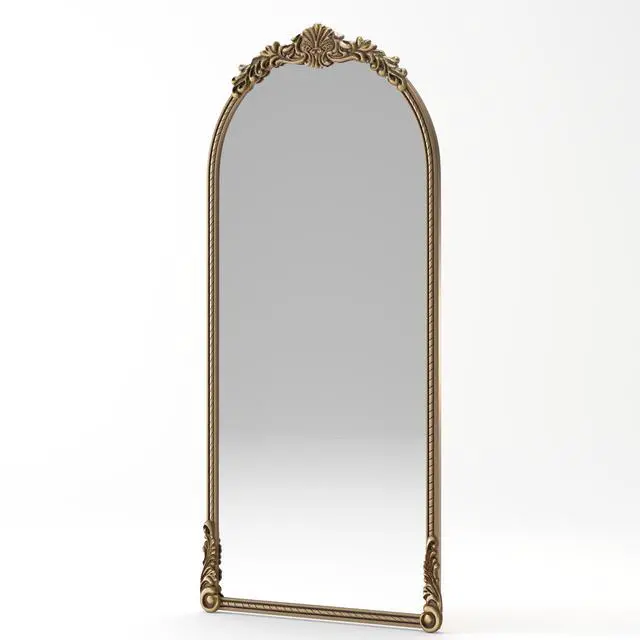 Alt view image 4 of 7 - 73.03"Arch Oval Vintage Relief Mirror Wall Hanging Elegant Decorative Mirror for Home Decor Retro Beautiful Design,Perfect for Living Room Bedroom and Hallway,vintage gold