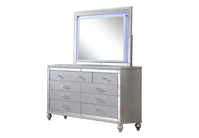 Alt view image 3 of 5 - Sterling Mirror Framed LED Mirror Made With Wood in Silver Color