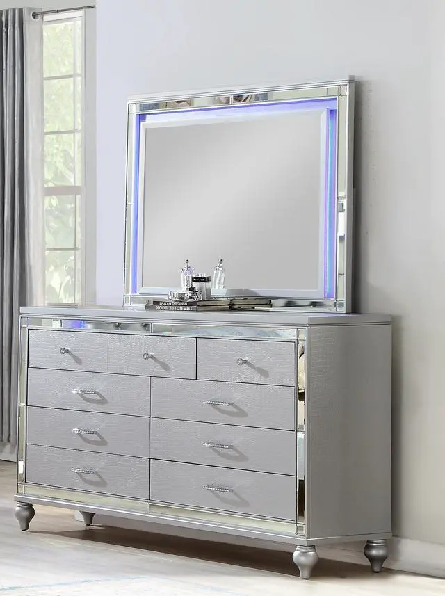 Alt view image 4 of 5 - Sterling Mirror Framed LED Mirror Made With Wood in Silver Color
