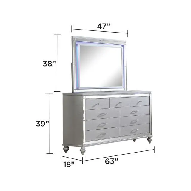 Alt view image 5 of 5 - Sterling Mirror Framed LED Mirror Made With Wood in Silver Color