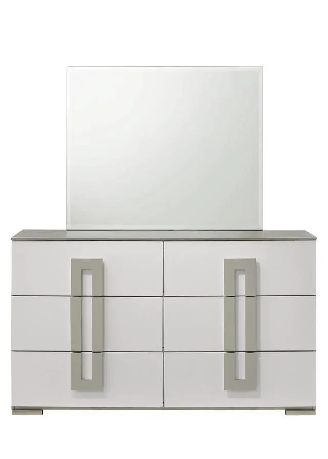 Alt view image 3 of 5 - Olivia Contemporary Style Mirror Made with Wood in White. (INCLUDES MIRROR ONLY)
