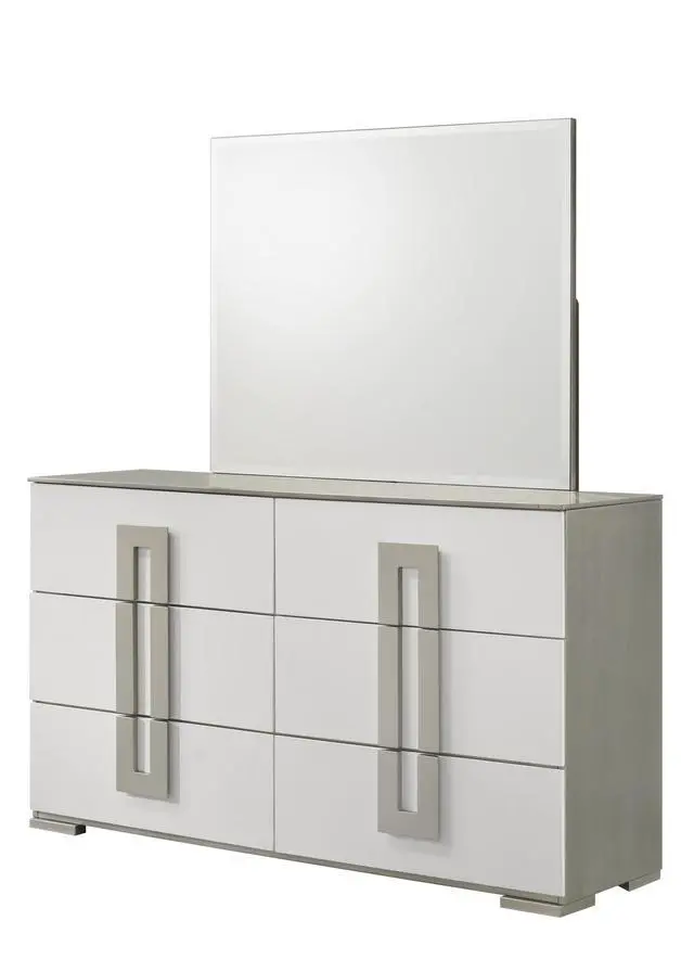 Alt view image 4 of 5 - Olivia Contemporary Style Mirror Made with Wood in White. (INCLUDES MIRROR ONLY)