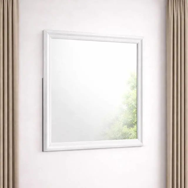 Alt view image 2 of 6 - Blaze Modern Style Mirror Made with Wood in White (Only Mirror)