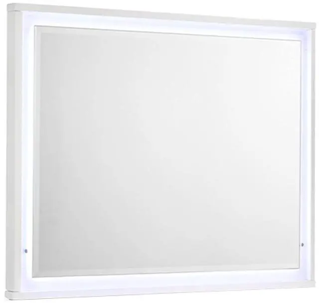 Main image of Manhattan Mirror Lacquer Frame with Integrated LED Lighting for a Sleek, Modern Look (INCLUDES MIRROR ONLY) White