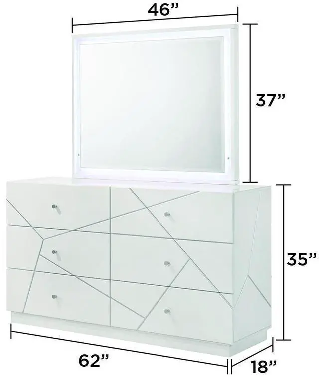 Alt view image 3 of 5 - Manhattan Mirror Lacquer Frame with Integrated LED Lighting for a Sleek, Modern Look (INCLUDES MIRROR ONLY) White