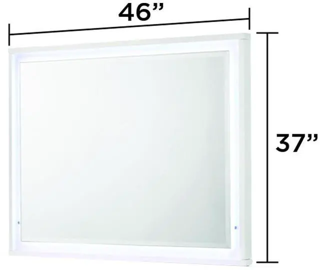Alt view image 2 of 5 - Manhattan Mirror Lacquer Frame with Integrated LED Lighting for a Sleek, Modern Look (INCLUDES MIRROR ONLY) White
