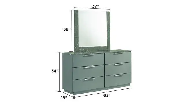 Alt view image 3 of 5 - Elara Mirror Two-Tone High-Gloss Marble & Lacquer Frame with Large Reflective Surface and Elegant Design- Gray(Includes Mirror Only)