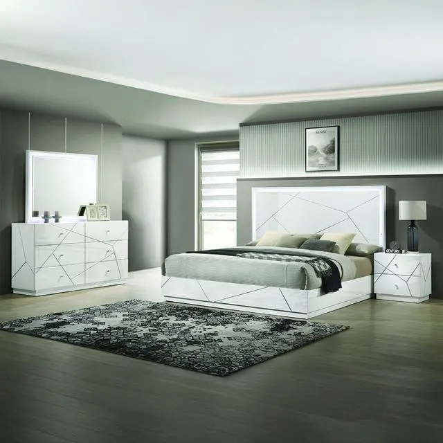 Alt view image 5 of 5 - Manhattan Mirror Lacquer Frame with Integrated LED Lighting for a Sleek, Modern Look (INCLUDES MIRROR ONLY) White