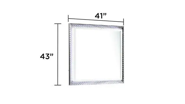 Alt view image 2 of 5 - Fabio Contemporary Style Mirror Made with Diamond-Patterned Side Accents with LED Lighting and Wood in White Finish(INCLUDES ONLY MIRROR)