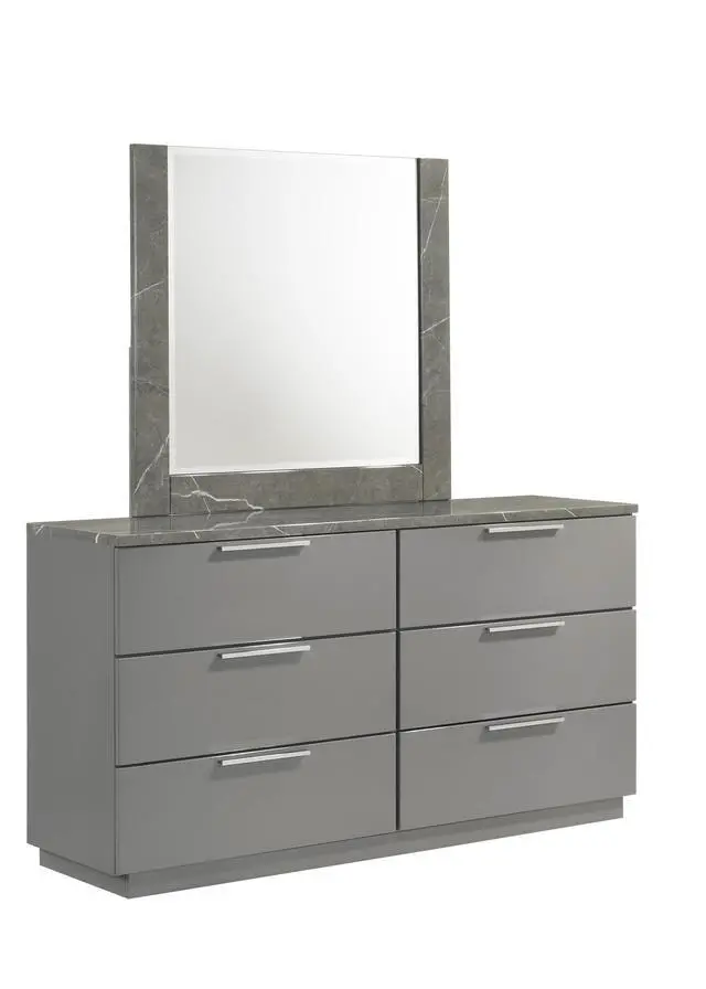 Alt view image 4 of 5 - Elara Mirror Two-Tone High-Gloss Marble & Lacquer Frame with Large Reflective Surface and Elegant Design- Gray(Includes Mirror Only)