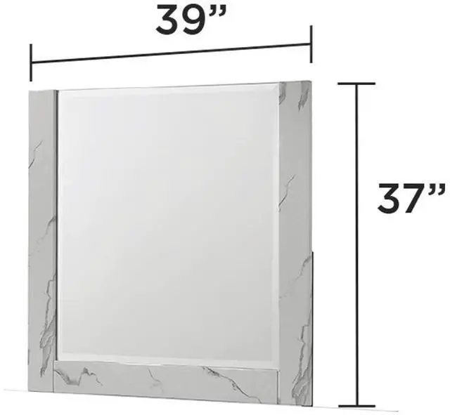 Alt view image 2 of 5 - Mist Mirror White Two-Tone High-Gloss Marble & Lacquer Frame with Oversized Reflective Surface(INCLUDES MIRROR ONLY)