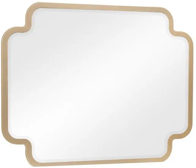 Main image of Lexington Modern Bedroom Mirror in Beige with Sculpted Frame and Gold Accents (Dresser not included)
