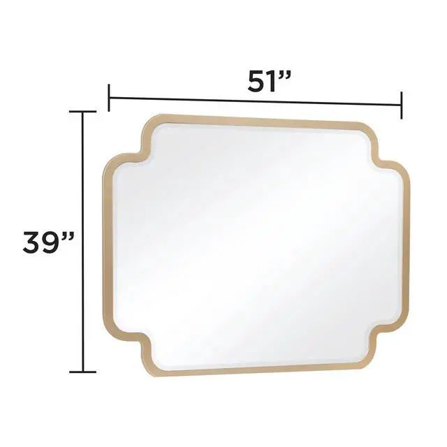 Alt view image 3 of 7 - Lexington Modern Bedroom Mirror in Beige with Sculpted Frame and Gold Accents (Dresser not included)