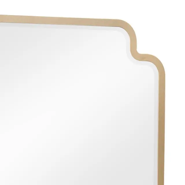 Alt view image 6 of 7 - Lexington Modern Bedroom Mirror in Beige with Sculpted Frame and Gold Accents (Dresser not included)