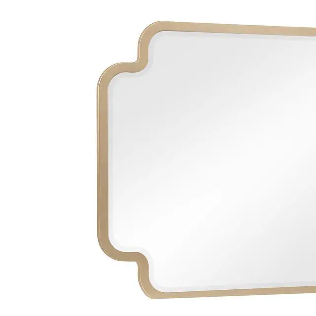 Alt view image 7 of 7 - Lexington Modern Bedroom Mirror in Beige with Sculpted Frame and Gold Accents (Dresser not included)