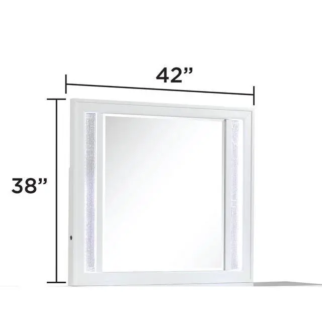 Alt view image 3 of 7 - Modern Style Mirror for Dresser Top made with wood frame and LED in White (Includes Only Mirror)