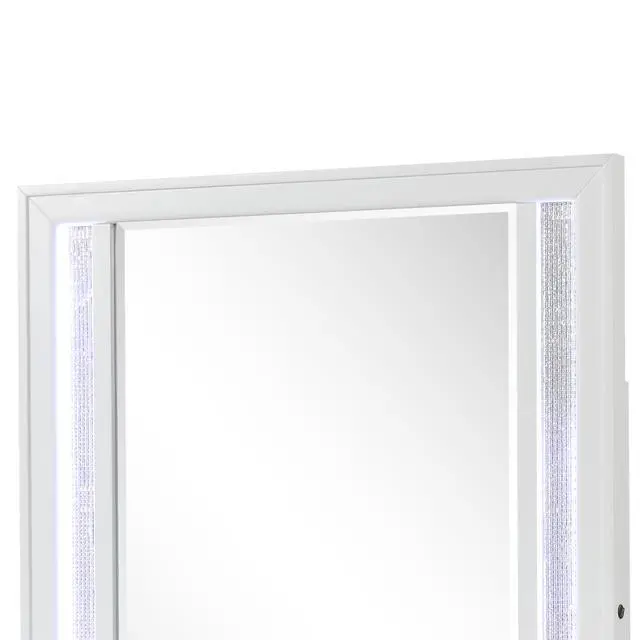 Alt view image 5 of 7 - Modern Style Mirror for Dresser Top made with wood frame and LED in White (Includes Only Mirror)