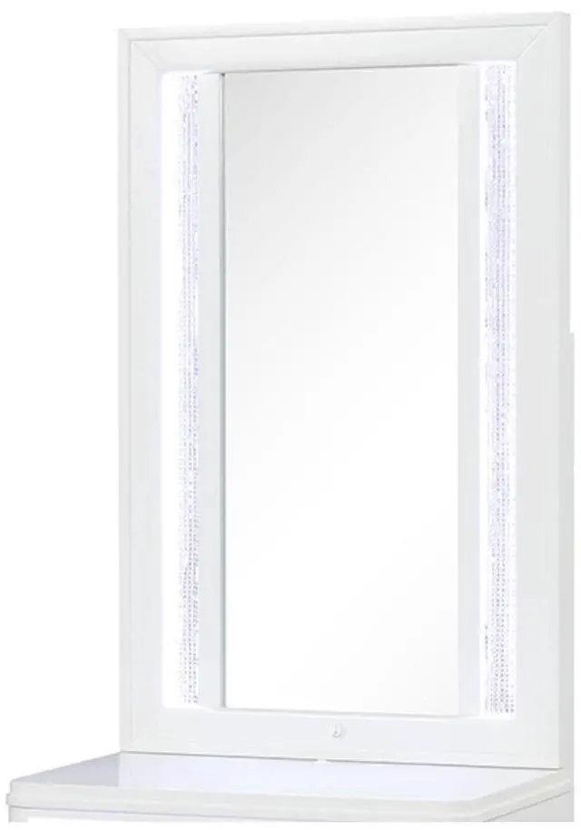 Main image of Modern Style Mirror for Nightstand Top made with wood frame and LED in White (Mirror Top Only)