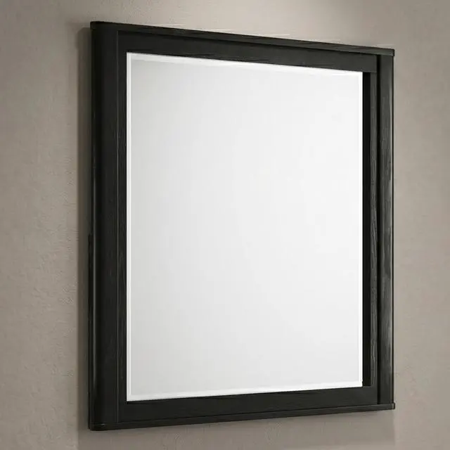 Alt view image 2 of 7 - Opel Modern Beveled Bedroom Mirror with Deep Frame Profile in Black (Includes Mirror Only - Dresser Not Included)