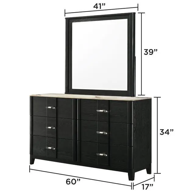 Alt view image 4 of 7 - Opel Modern Beveled Bedroom Mirror with Deep Frame Profile in Black (Includes Mirror Only - Dresser Not Included)