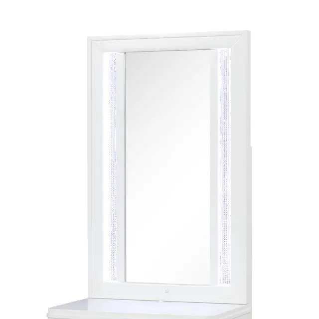 Alt view image 5 of 6 - Modern Style Mirror for Nightstand Top made with wood frame and LED in White (Mirror Top Only)