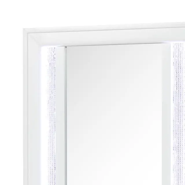 Alt view image 4 of 6 - Modern Style Mirror for Nightstand Top made with wood frame and LED in White (Mirror Top Only)