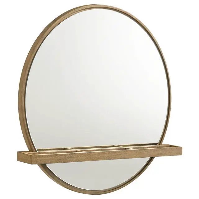 Alt view image 2 of 7 - Benson Sand Wash Round Vanity Wall Mirror with Shelf