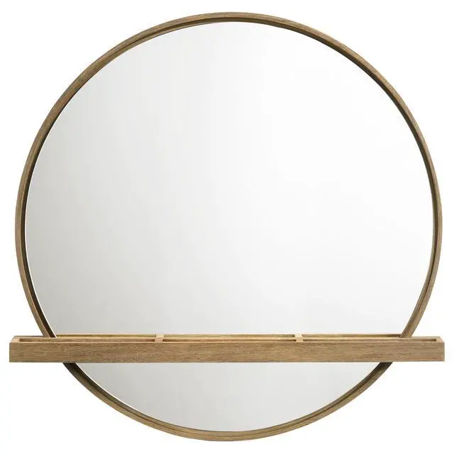 Alt view image 3 of 7 - Benson Sand Wash Round Vanity Wall Mirror with Shelf