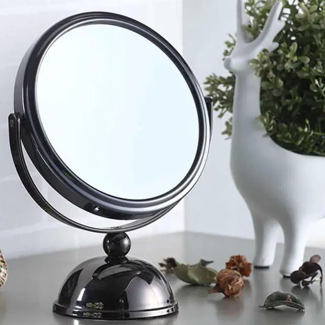 Alt view image 5 of 5 - 5.5" Diameter Chrome Make-Up Mirror, x5 magnification, Black finish
