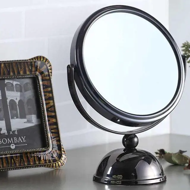 Alt view image 4 of 5 - 5.5" Diameter Chrome Make-Up Mirror, x5 magnification, Black finish