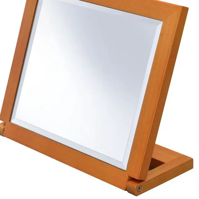 Alt view image 3 of 5 - 8" Tall Polyresin adjustable Make-Up Mirror, Walnut finish