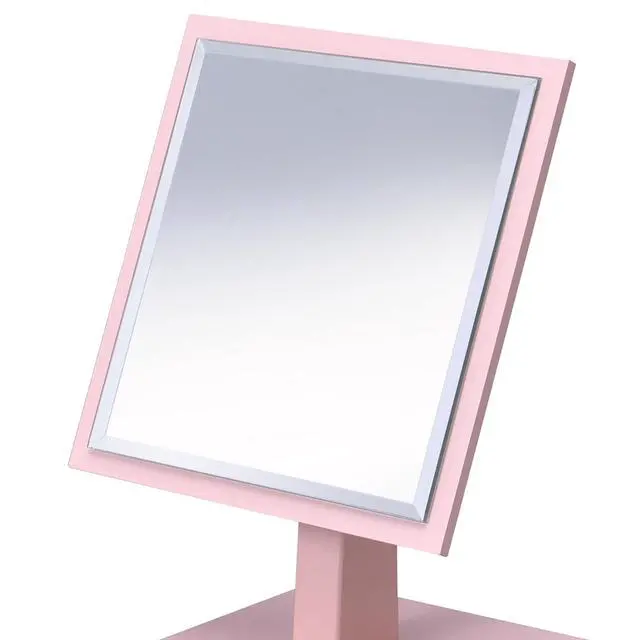 Alt view image 5 of 5 - 9.5" Tall Polyresin and Wood Make-Up Mirror on a Pedestal, Pastel Pink finish