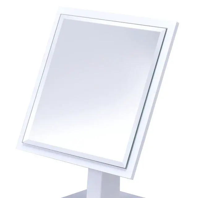 Alt view image 5 of 5 - 9.5" Tall Polyresin and Wood Make-Up Mirror on a Pedestal, White finish